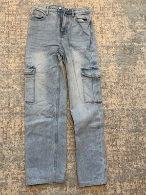 PacSun Women's Light Blue High-Rise Cargo Jeans